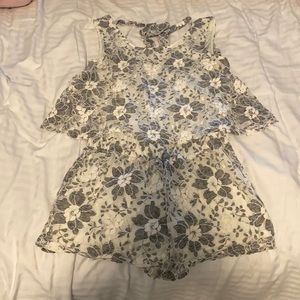 Womens J.O.A black and white floral romper size xs